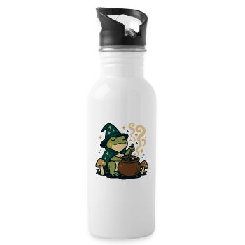 Zauberfrosch Magie Fantasy Design - Trinkflasche mit integriertem Trinkhalm - Weiß - Rechts