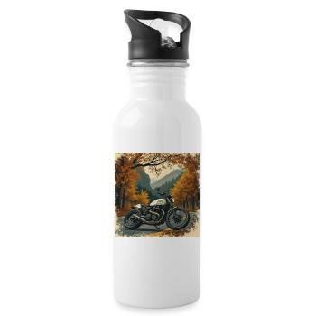Quiet Luxury Motorcycling Poster - Trinkflasche mit integriertem Trinkhalm - Weiß - Rechts