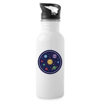Cheerful Solar System Design - Water bottle with straw - white - Right