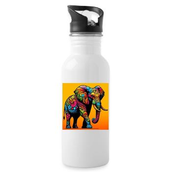 éléphant - Gourde avec paille intégrée - blanc - Droite