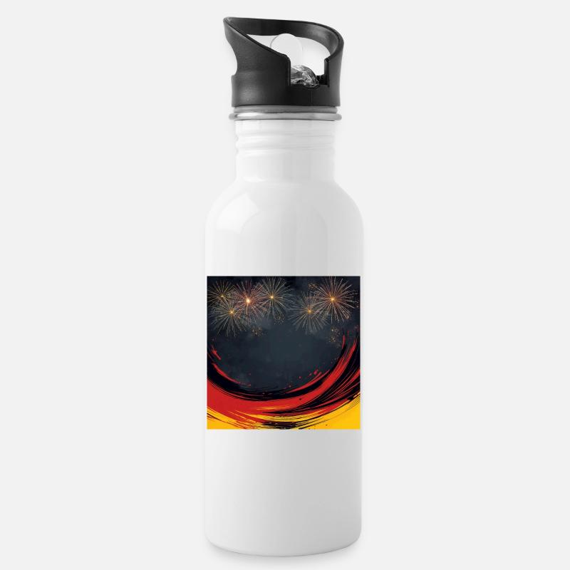 Unity Day Celebration - Trinkflasche mit integriertem Trinkhalm - Weiß