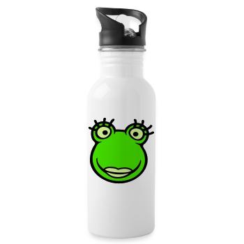 Frog Girl Eyelashes Pretty Woman Female Girl - Water bottle with straw - white - Right
