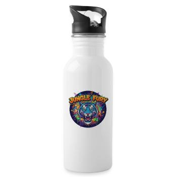 Jungle Fury Tiger Graffiti - Water bottle with straw - white - Right