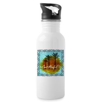 Can Picafort Palm Trees Sunset - Water bottle with straw - white - Right