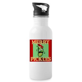 FROHE WEIHNACHTEN WEIHNACHTSMANN GURKEN GURKEN - Trinkflasche mit integriertem Trinkhalm - Weiß - Rechts