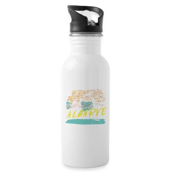 Cliffs Algarve illustration Portugal - Water bottle with straw - white - Right