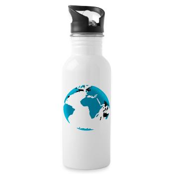 Globe Bleu Noir Néon - Gourde avec paille intégrée - blanc - Droite