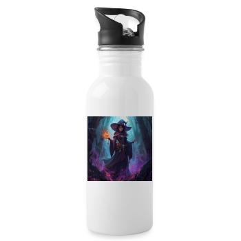 Verzauberte Höhlenhexe - Trinkflasche mit integriertem Trinkhalm - Weiß - Rechts