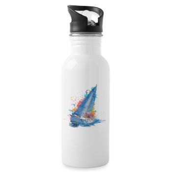 Sailing dream color explosion - Water bottle with straw - white - Right