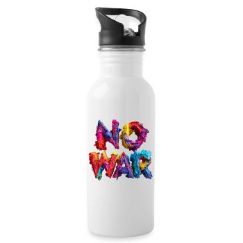 No War Farbexplosion - Trinkflasche mit integriertem Trinkhalm - Weiß - Rechts