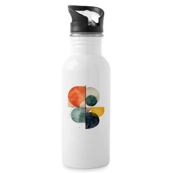 Abstrakte Kreise Aquarell Design Bunt Geometrie - Trinkflasche mit integriertem Trinkhalm - Weiß - Rechts