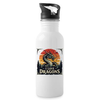 I Love Dragon Sunset - Water bottle with straw - white - Right