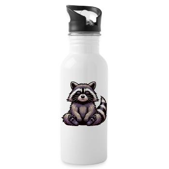 raccoon, raccoon, woodland animal, funny raccoon - Water bottle with straw - white - Right