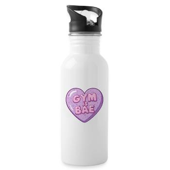 Gym Is Bae Bubble Heart Pastel Cartoon - Water bottle with straw - white - Right