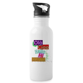 Variety of languages Colored greeting design - Water bottle with straw - white - Right