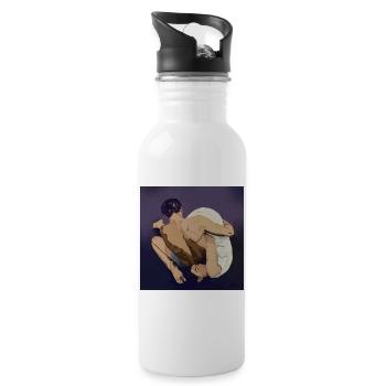 Contemporary embrace - Water bottle with straw - white - Right