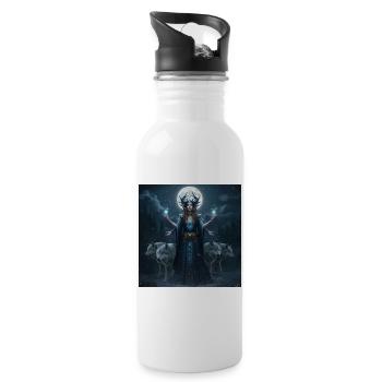 Mondkönigin der Wölfe - Trinkflasche mit integriertem Trinkhalm - Weiß - Rechts