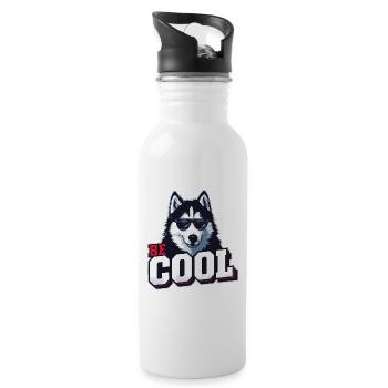 Be Cool - Siberian Husky - Water bottle with straw - white - Right