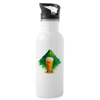 Bier im Bergpanorama - Trinkflasche mit integriertem Trinkhalm - Weiß - Rechts