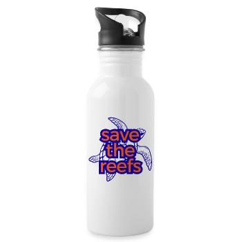 Rettet die Riffe – Save the Reefs - Water bottle with straw - white - Right