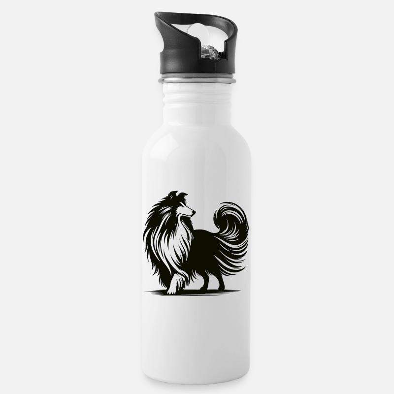Conception de silhouette de colley cool - Gourde avec paille intégrée - blanc