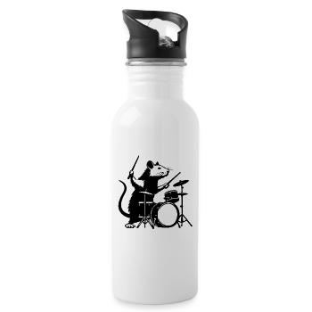 Drum rat in the spotlight - Water bottle with straw - white - Right