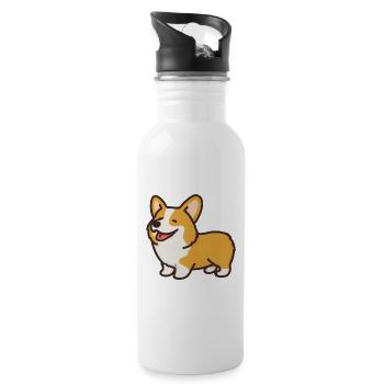 corgi - Water bottle with straw - white - Right