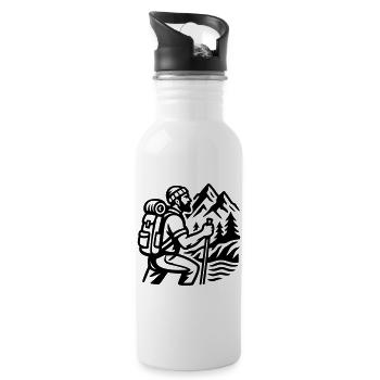 Wanderer - Trinkflasche mit integriertem Trinkhalm - Weiß - Rechts