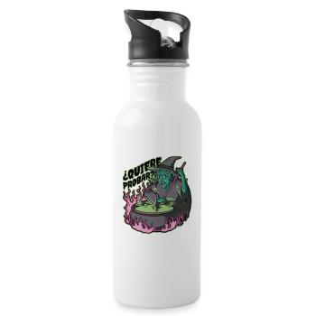 Neon witch in cauldron - Water bottle with straw - white - Right
