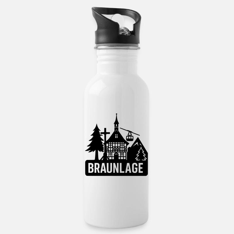 Braunlage Harz - Trinkflasche mit integriertem Trinkhalm - Weiß