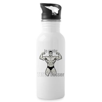 Muscle Hero Power Pose Print Design - Water bottle with straw - white - Right