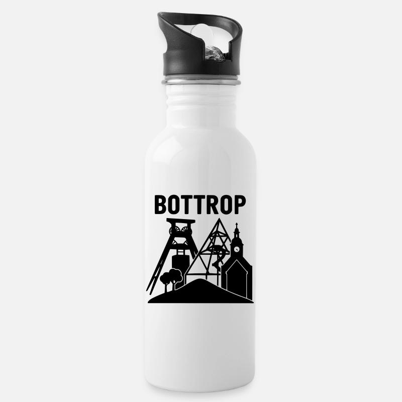 Bottrop Ruhrgebiet Wahrzeichen - Trinkflasche mit integriertem Trinkhalm - Weiß