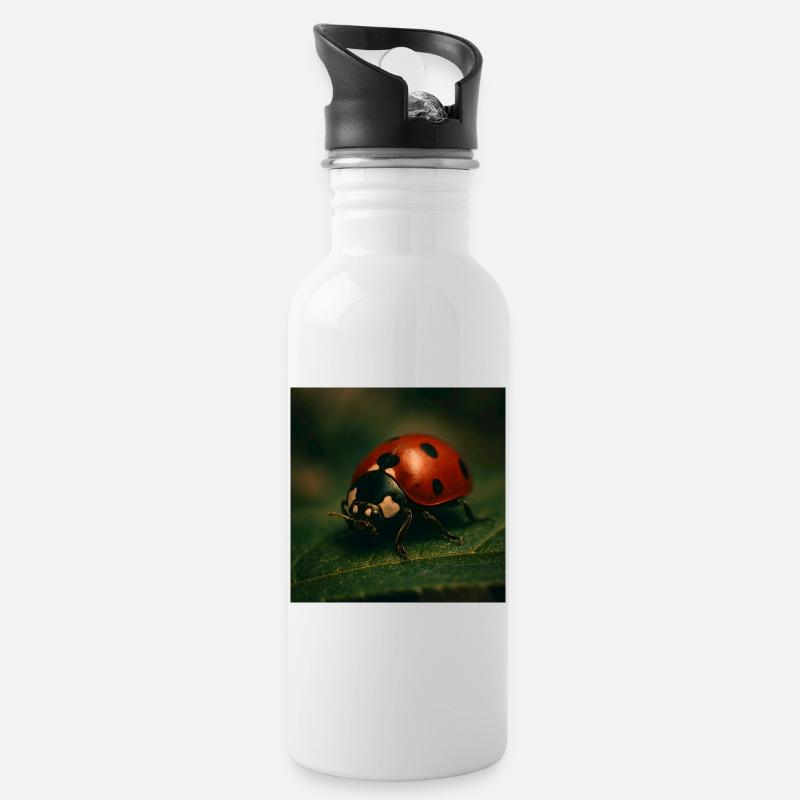 Animaux - Coccinelle - Gourde avec paille intégrée - blanc