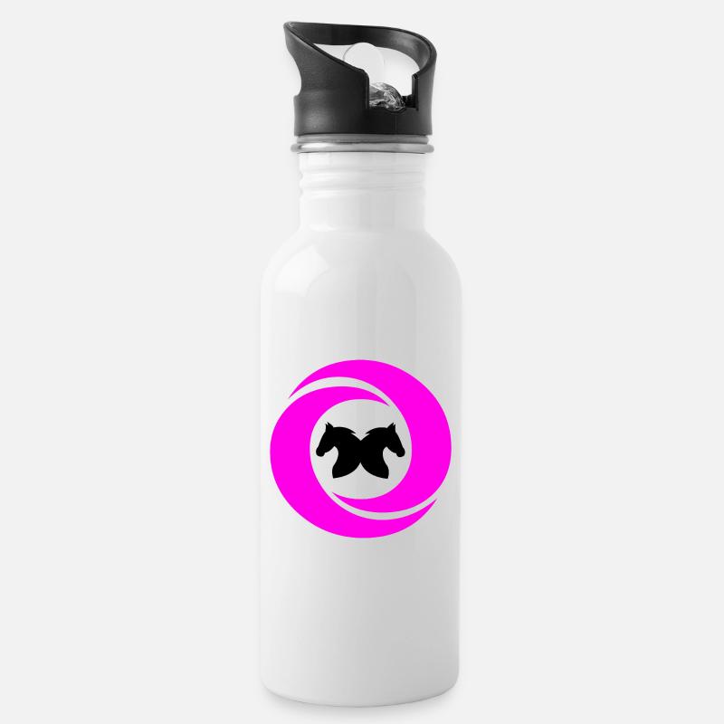 Pferde - Trinkflasche mit integriertem Trinkhalm - Weiß