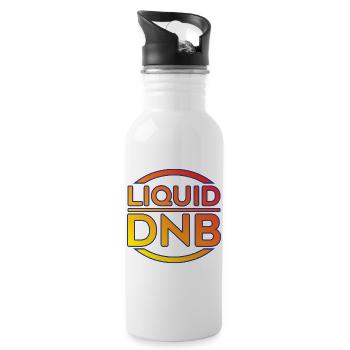 Flüssiges DNB-Neon-Logo - Trinkflasche mit integriertem Trinkhalm - Weiß - Rechts
