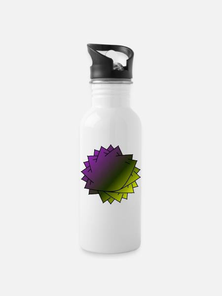 Gradient Leaf Spirale - Trinkflasche mit integriertem Trinkhalm - Weiß