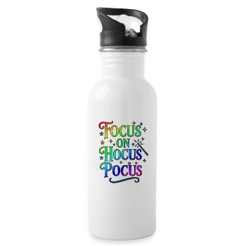 Immer den Fokus auf Hokus Pokus - Trinkflasche mit integriertem Trinkhalm - Weiß - Rechts