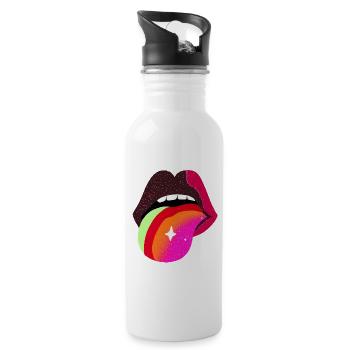 Prismatische Zunge Pop Lippen - Trinkflasche mit integriertem Trinkhalm - Weiß - Rechts