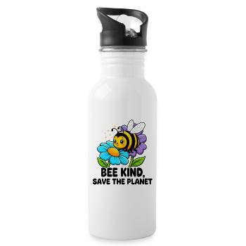 L’abeille sauve la planète - Gourde avec paille intégrée - blanc - Droite