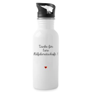 Herz Danke Hilfsbereitschaft - Trinkflasche mit integriertem Trinkhalm - Weiß - Rechts