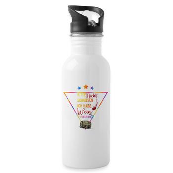 Please Don't Push Wine In Hand - Water bottle with straw - white - Right