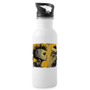 Punk meets Santa Claus - Water bottle with straw - white - Right