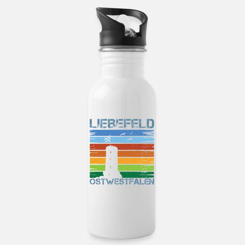 Liebefeld ❤ Sparrenburg - Trinkflasche mit integriertem Trinkhalm - Weiß