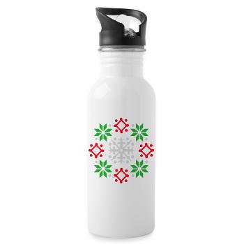 flocons de neige motif Noël pull neige - Gourde avec paille intégrée - blanc - Droite