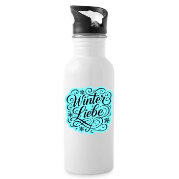 Winter Liebe Herz Winterlich - Trinkflasche mit integriertem Trinkhalm - Weiß - Rechts