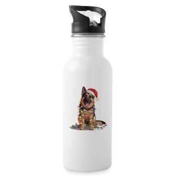 Sled dog in the glow of lights - Water bottle with straw - white - Right