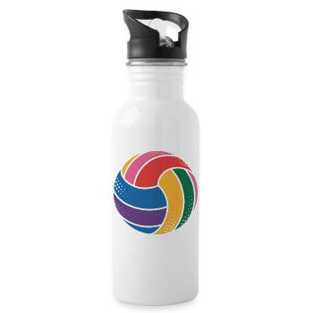 Colorful volleyball for sports lovers - Water bottle with straw - white - Right