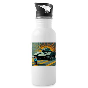 Portland Widerstandsfrosch - USA Tianmen Square T-Sh - Trinkflasche mit integriertem Trinkhalm - Weiß - Rechts