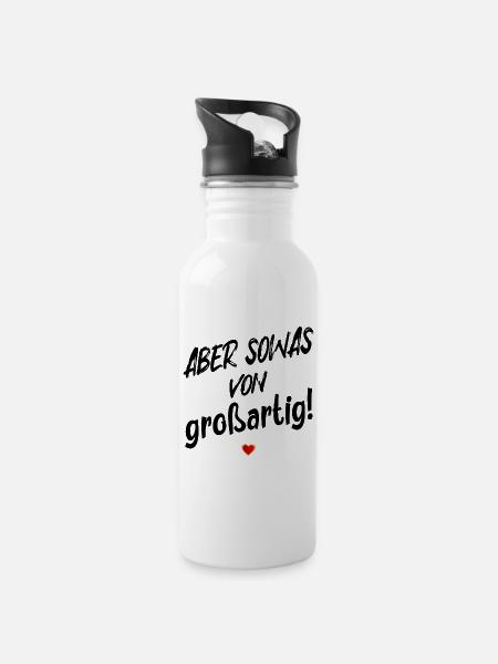 GROßARTIG SEIN LOB SPRÜCHE - Trinkflasche mit integriertem Trinkhalm - Weiß