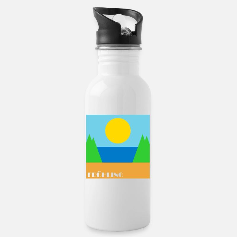 Fruehling - Trinkflasche mit integriertem Trinkhalm - Weiß